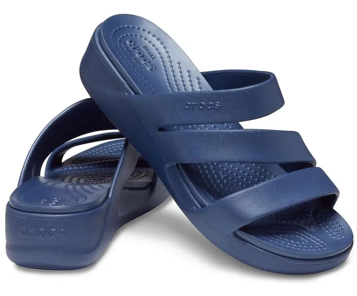 Crocs Crocs Monterey Strappy Wedge Navy Womens Sandals