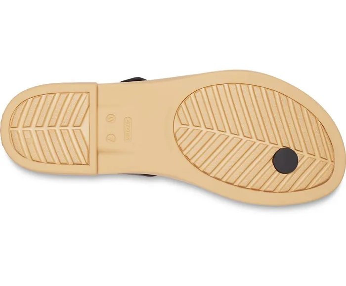 Crocs Crocs Tulum Toe Post Sandal Black Tan Womens Sandals
