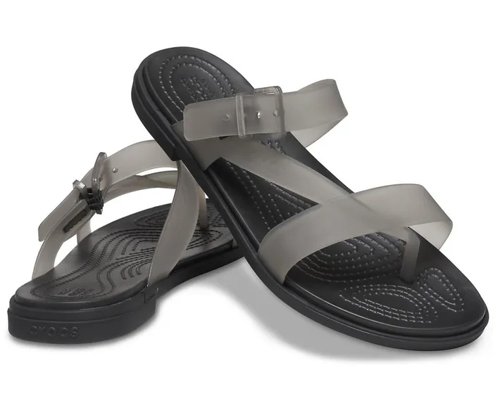 Crocs Crocs Tulum Translucent Toe Post Black Womens Sandals