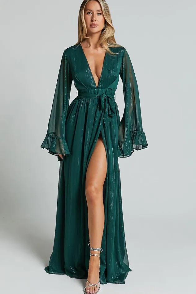 Dangerous Woman Maxi Dress 8211 Plunge Thigh Split Dress In Emerald Women Showpo Curve Clothes Dangerous Woman Maxi Dress 8211 Plunge Thigh Split Dress In Emerald Women Showpo Curve Clothes