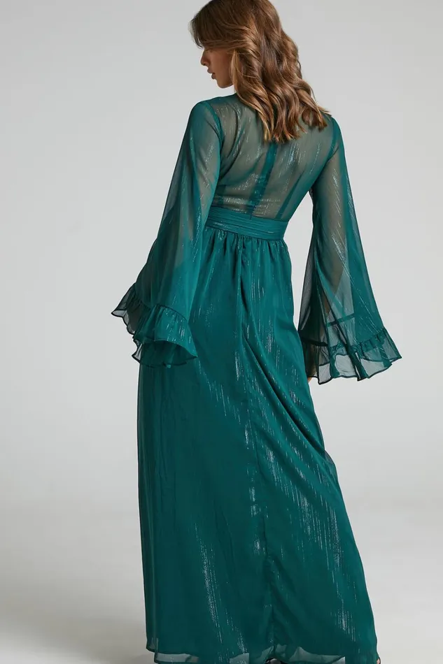 Dangerous Woman Maxi Dress 8211 Plunge Thigh Split Dress In Emerald Women Showpo Curve Clothes