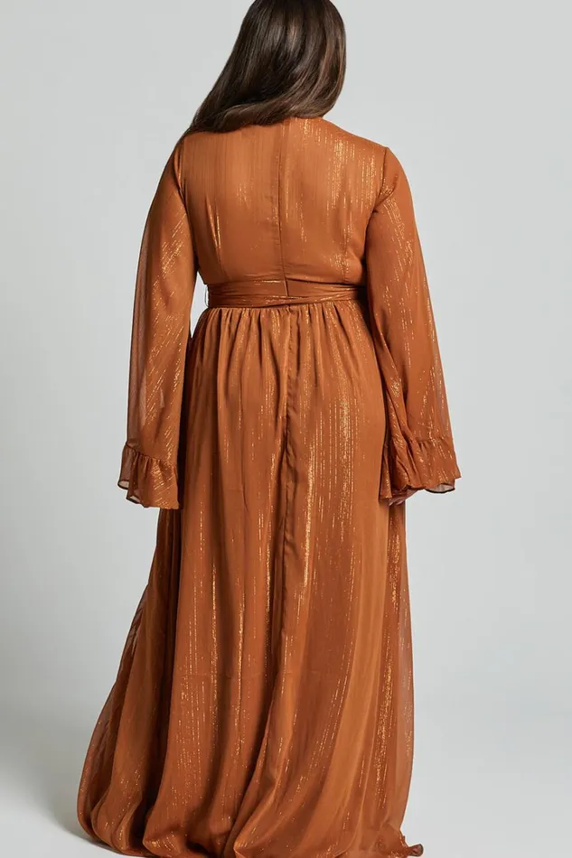 Dangerous Woman Maxi Dress 8211 Plunge Thigh Split Dress In Rust Women Showpo Curve Clothes