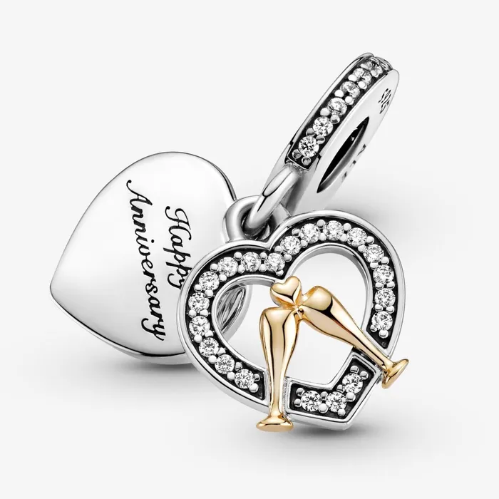 Dangle Charms Women Pandora 14k Gold Twotone Happy Anniversary Dangle Charm