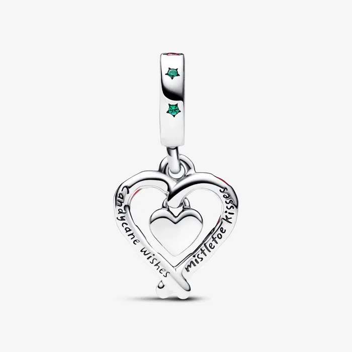 Dangle Charms Women Pandora Double Candy Cane Heart Christmas Dangle Charm