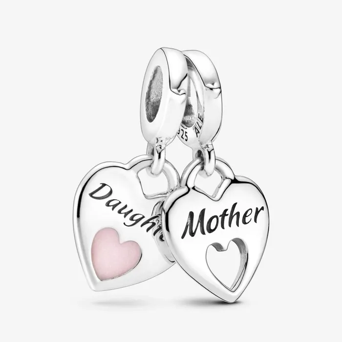 Dangle Charms Women Pandora Double Heart Split Dangle Charm