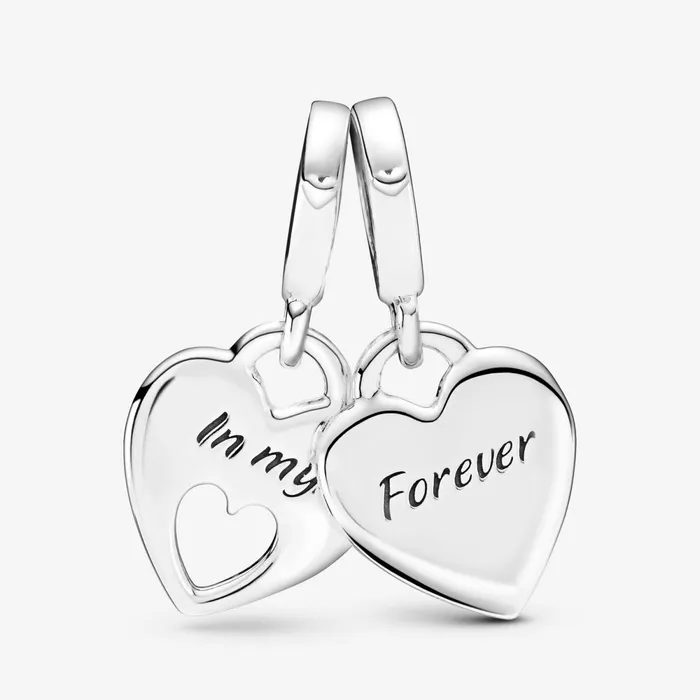 Dangle Charms Women Pandora Double Heart Split Dangle Charm