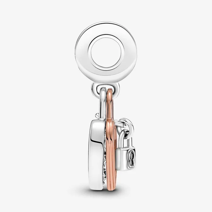 Dangle Charms Women Pandora Heart Padlock Double Dangle Charm