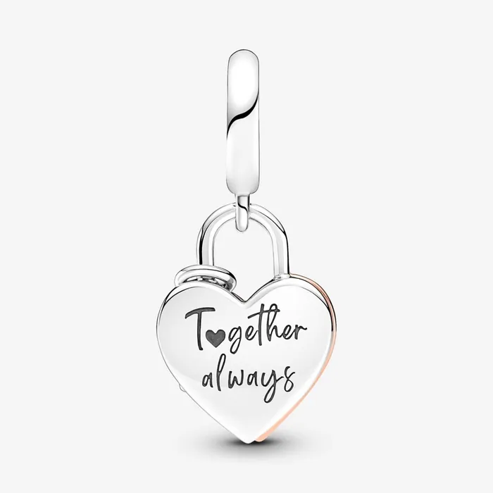 Dangle Charms Women Pandora Heart Padlock Double Dangle Charm