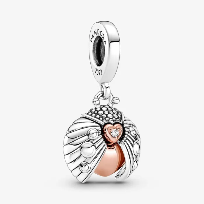 Dangle Charms Women Pandora My Pandora 2022 Ladybird and Heart Dangle Charm