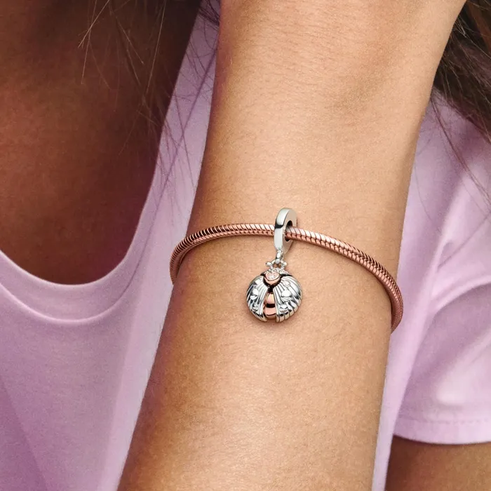 Dangle Charms Women Pandora My Pandora 2022 Ladybird and Heart Dangle Charm