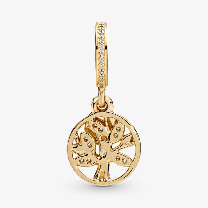 Dangle Charms Women Pandora Sparkling Family Tree Dangle Charm Gold Plated