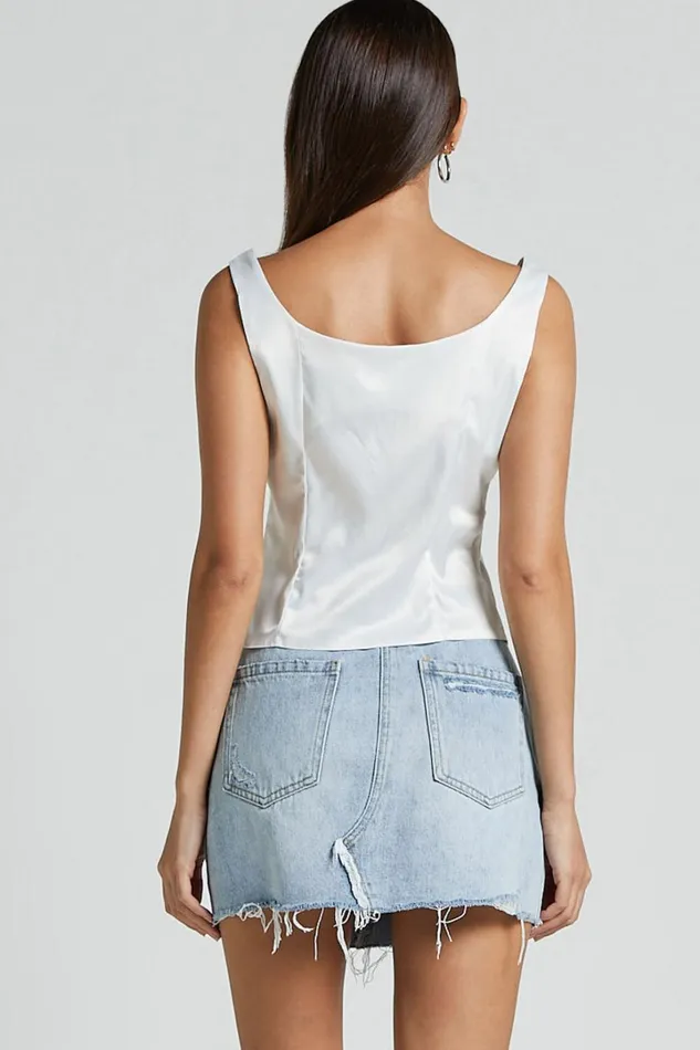 Daphne Top 8211 Button Down Bust Detail Top In Ivory Women Showpo Tops