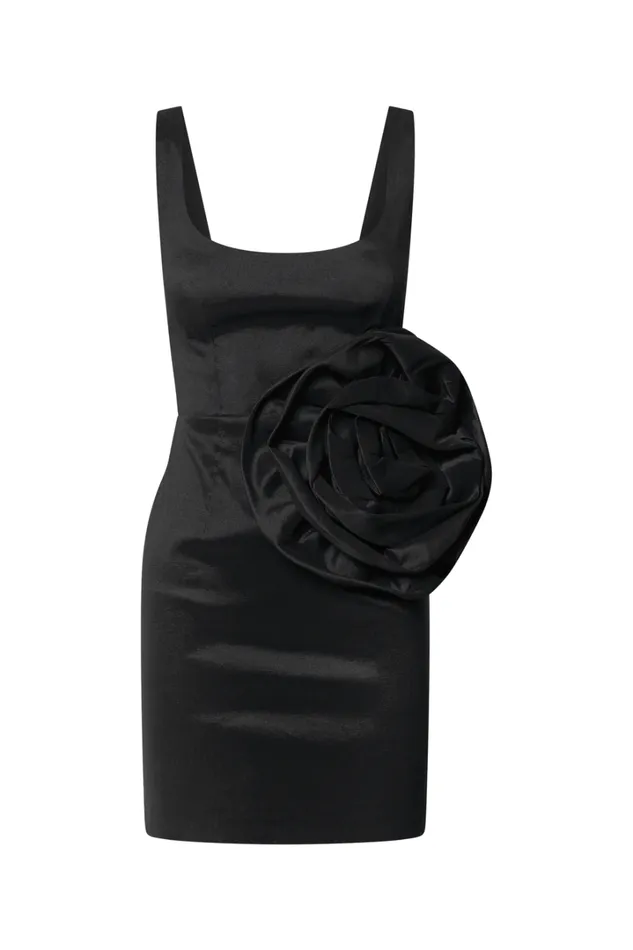 Datasha Mini Dress 8211 Scoop Neck Sleeveless Rosette Detail Dress In Black Women Showpo Dresses