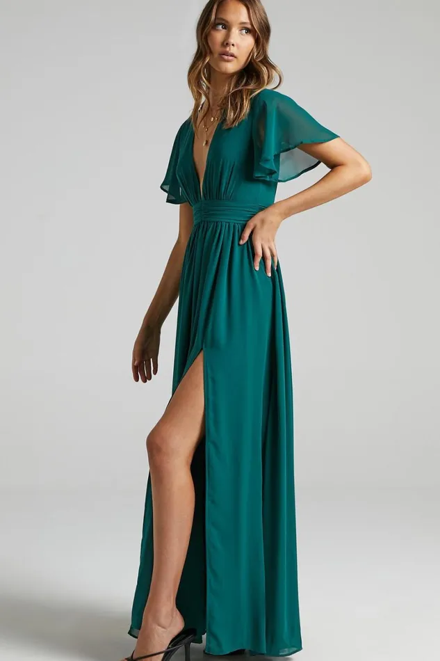 December Maxi Dress 8211 Empire Waist Dress In Emerald Women Showpo Dresses