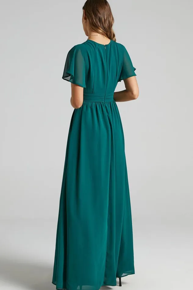 December Maxi Dress 8211 Empire Waist Dress In Emerald Women Showpo Dresses