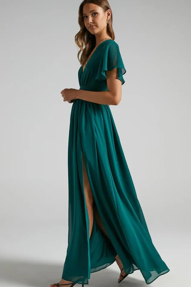 December Maxi Dress 8211 Empire Waist Dress In Emerald Women Showpo Dresses