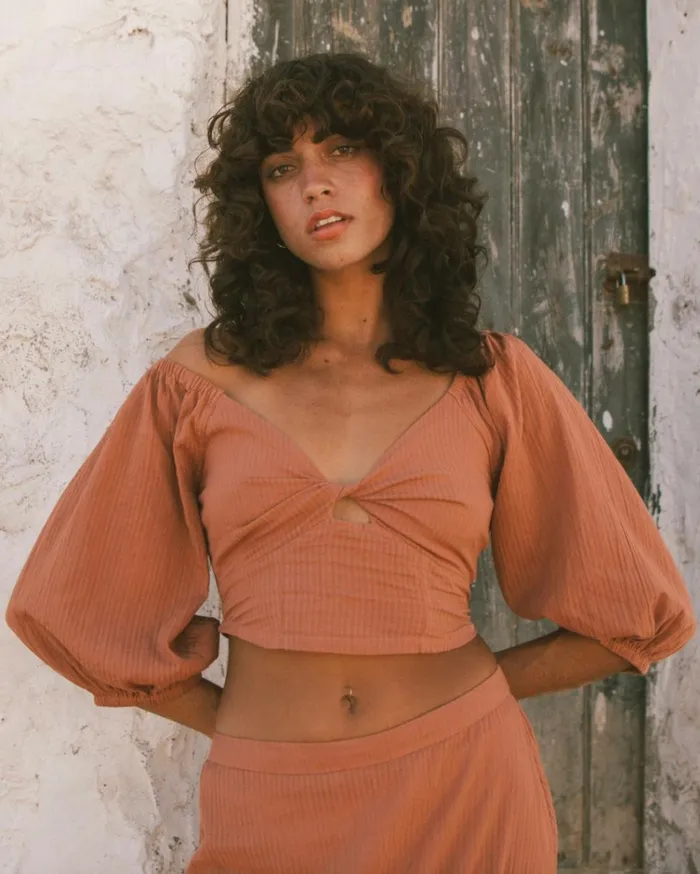 Del Sole Top PuffSleeve Crop Top Sweet Tea Women Billabong Tops