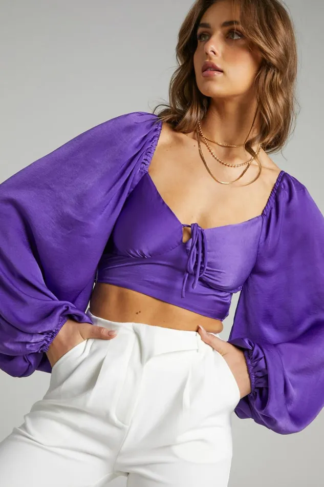 Delia Blouse 8211 Long Sleeve Blouse In Purple Women Showpo Tops