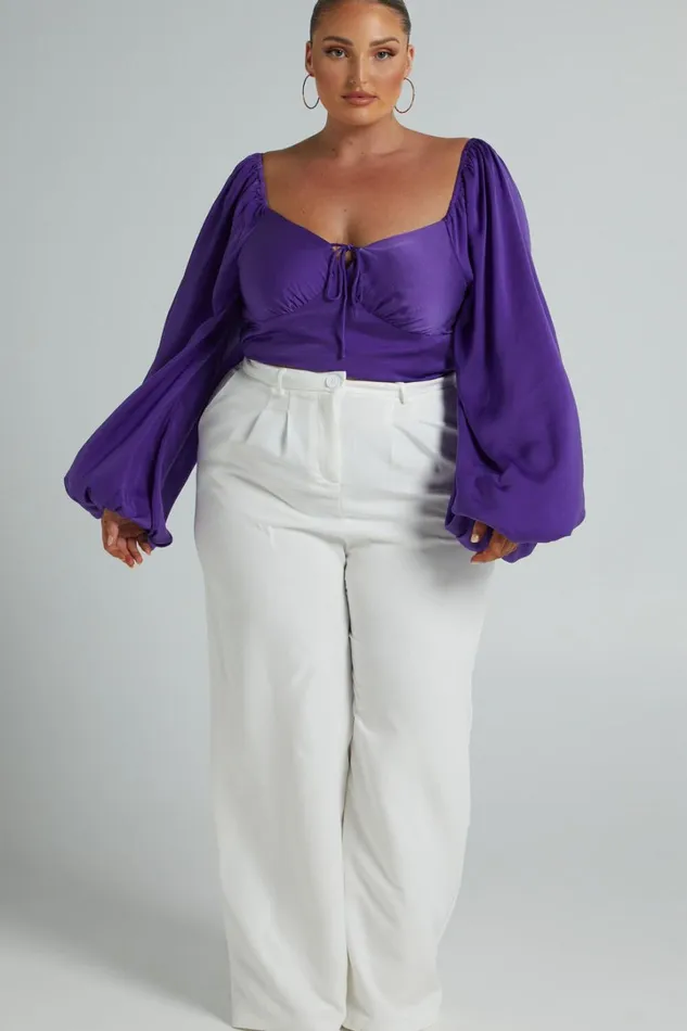 Delia Blouse 8211 Long Sleeve Blouse In Purple Women Showpo Tops