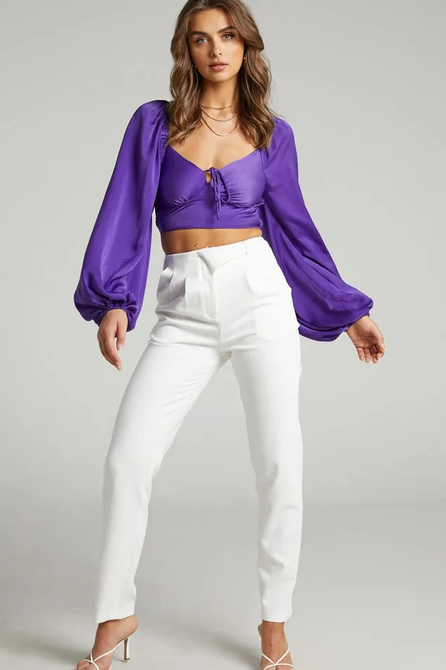 Delia Blouse 8211 Long Sleeve Blouse In Purple Women Showpo Tops