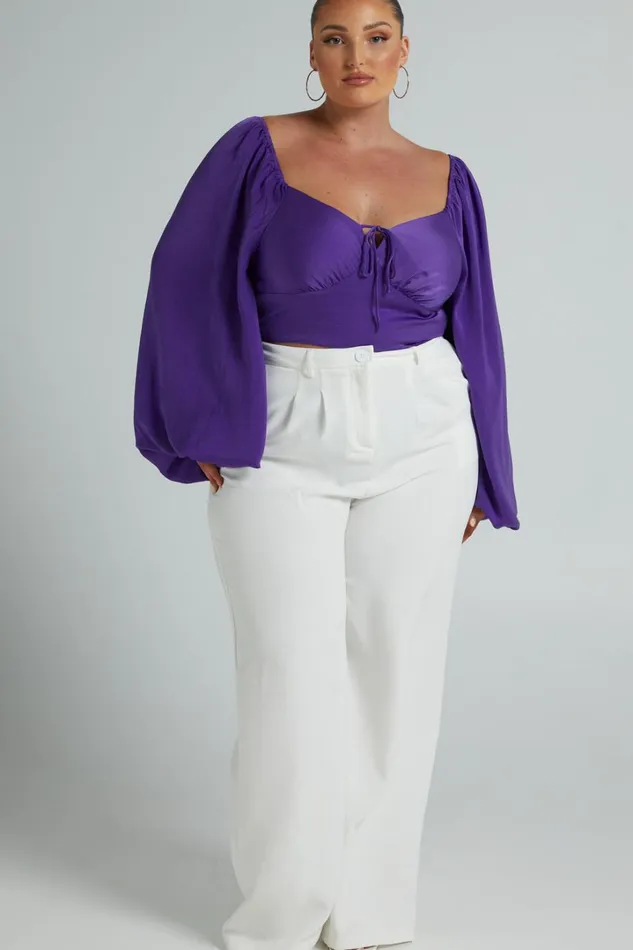 Delia Blouse 8211 Long Sleeve Blouse In Purple Women Showpo Tops