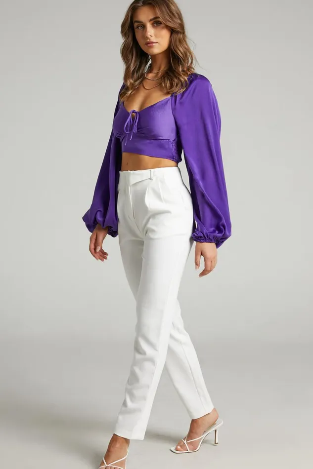 Delia Blouse 8211 Long Sleeve Blouse In Purple Women Showpo Tops