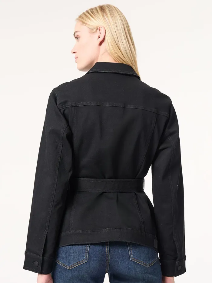 Denim Belted ButtonFront Jacket Onyx Wash Women Jones New York Blazers Denim Belted ButtonFront Jacket Onyx Wash Women Jones New York Blazers
