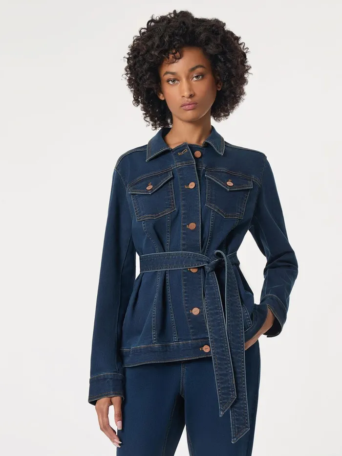Denim Belted ButtonFront Jacket Women Jones New York Denim Jackets
