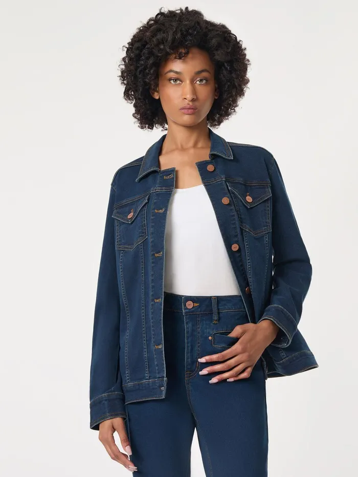 Denim Belted ButtonFront Jacket Women Jones New York Denim Jackets Denim Belted ButtonFront Jacket Women Jones New York Denim Jackets