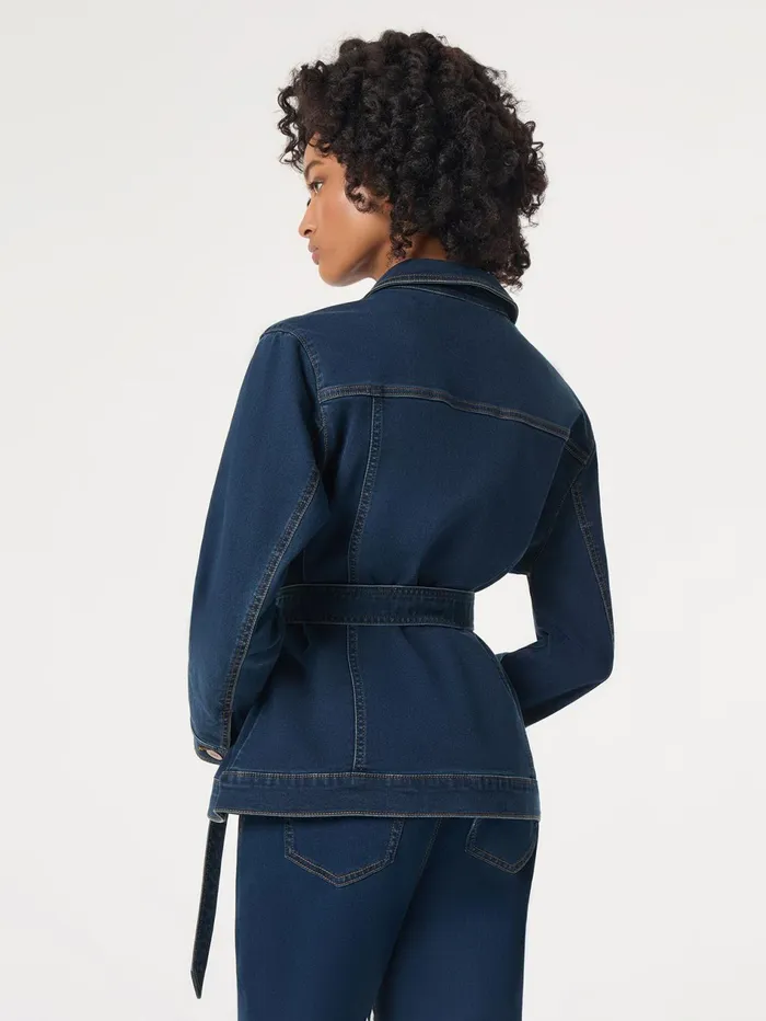 Denim Belted ButtonFront Jacket Women Jones New York Denim Jackets Denim Belted ButtonFront Jacket Women Jones New York Denim Jackets
