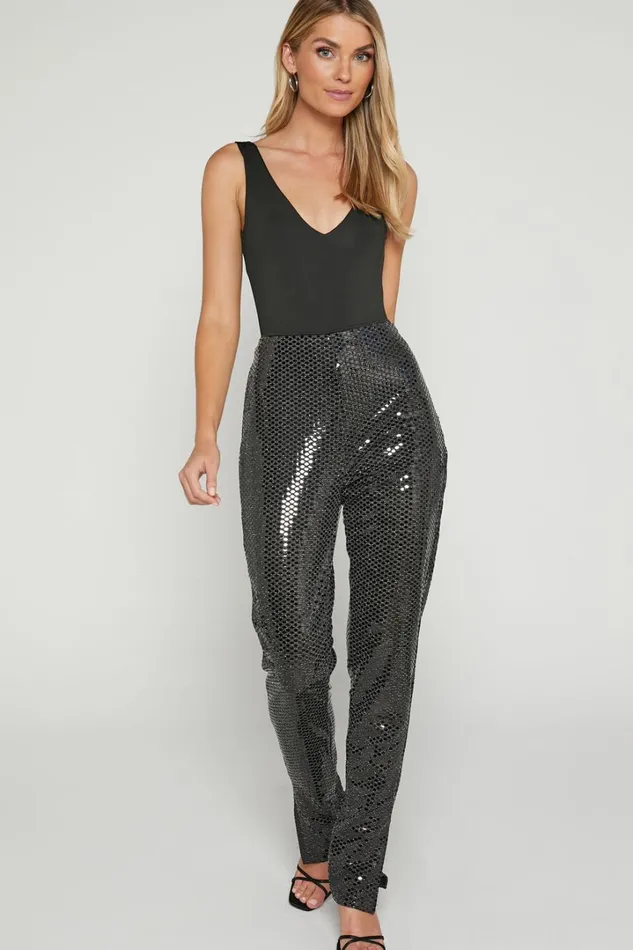 Deola Pant 8211 Sequin High Waisted Skinny Leg In Black Women Showpo Pants