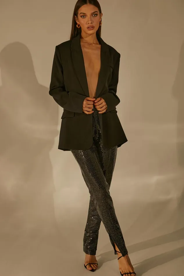 Deola Pant 8211 Sequin High Waisted Skinny Leg In Black Women Showpo Pants
