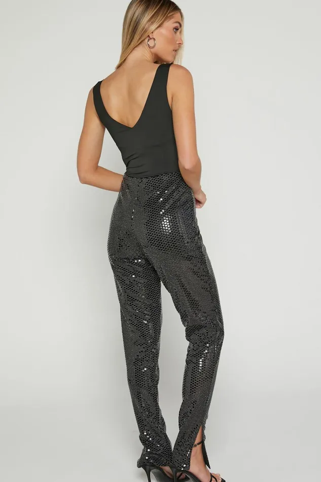 Deola Pant 8211 Sequin High Waisted Skinny Leg In Black Women Showpo Pants