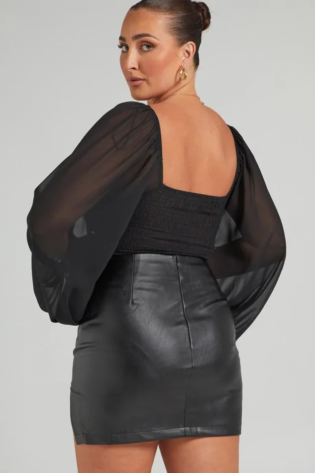 Dermot Bodysuit 8211 Balloon Sleeve Bodysuit In Black Women Showpo Curve Clothes