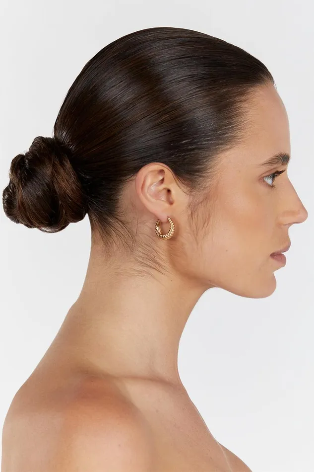 DISSH Jewellery LUV AJ RIDGED MARABELLA GOLD HOOPS 8211 Women