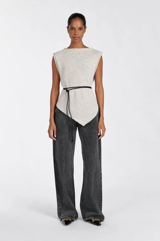 DISSH Knitted ALTHEA STONE ASYM KNIT TOP 8211 Women