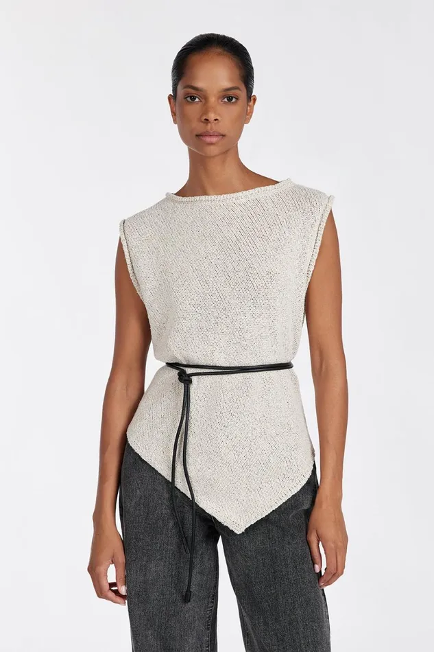 DISSH Knitted ALTHEA STONE ASYM KNIT TOP 8211 Women