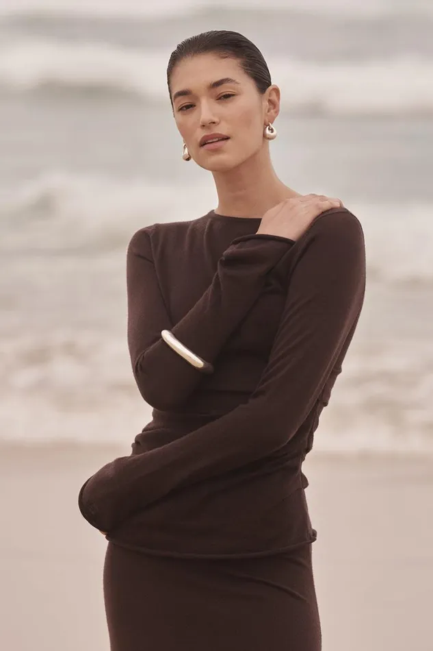 DISSH Knitted NICO BITTER CHOC MERINO KNIT TOP 8211 Women