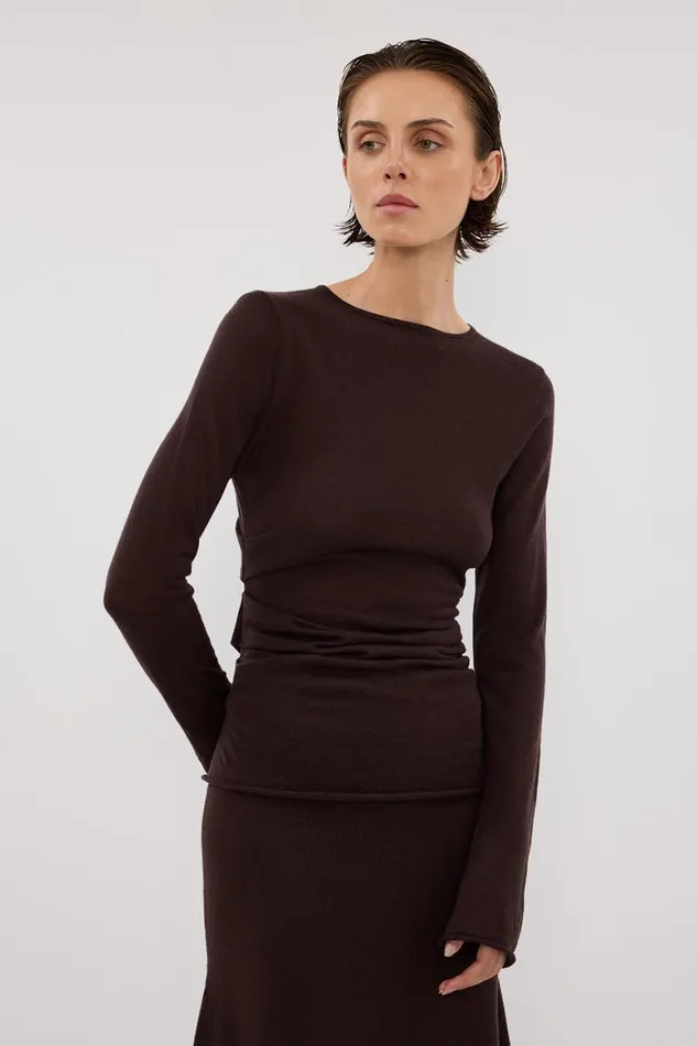 DISSH Knitted NICO BITTER CHOC MERINO KNIT TOP 8211 Women