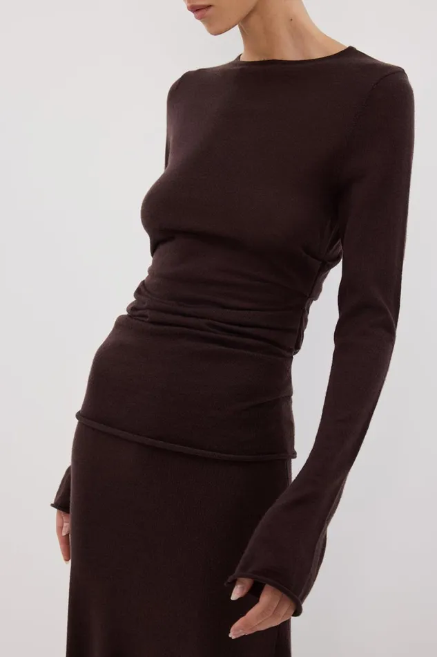 DISSH Knitted NICO BITTER CHOC MERINO KNIT TOP 8211 Women