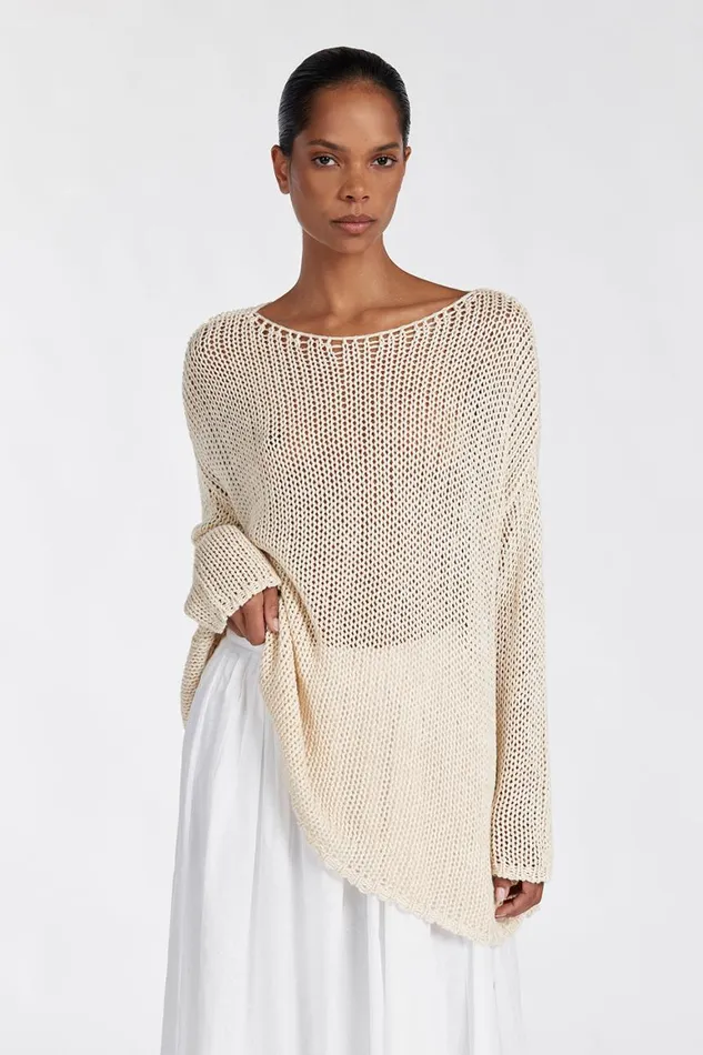 DISSH Long Sleeved LOU NATURAL MARLE OPEN WEAVE JUMPER 8211 Women