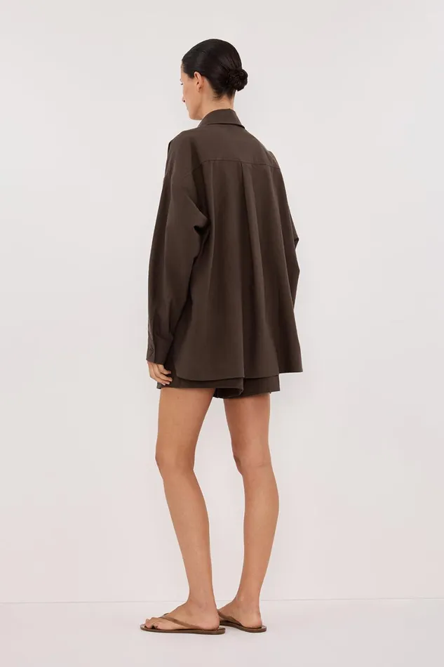 DISSH Long Sleeved RHEA BITTER CHOC COTTON SHIRT 8211 Women