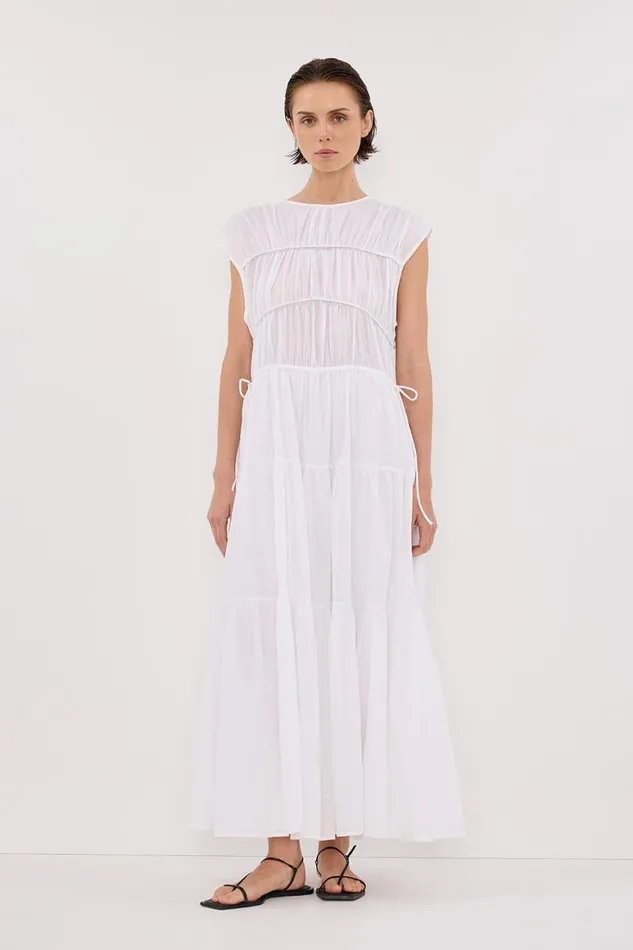 DISSH Midi Dresses FLYNN WHITE LINEN BLEND MIDI DRESS 8211 Women