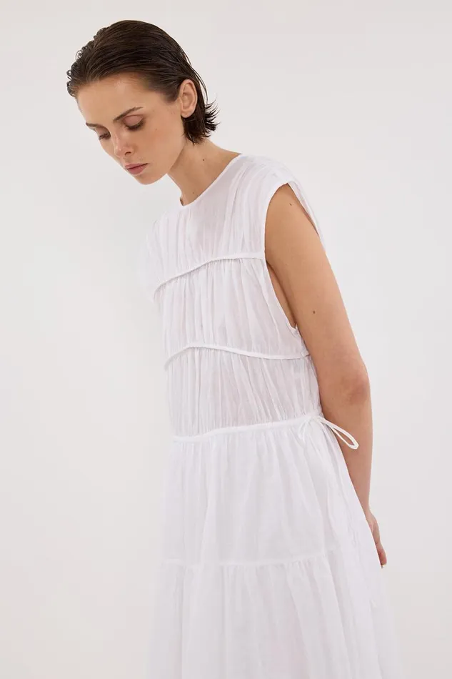 DISSH Midi Dresses FLYNN WHITE LINEN BLEND MIDI DRESS 8211 Women