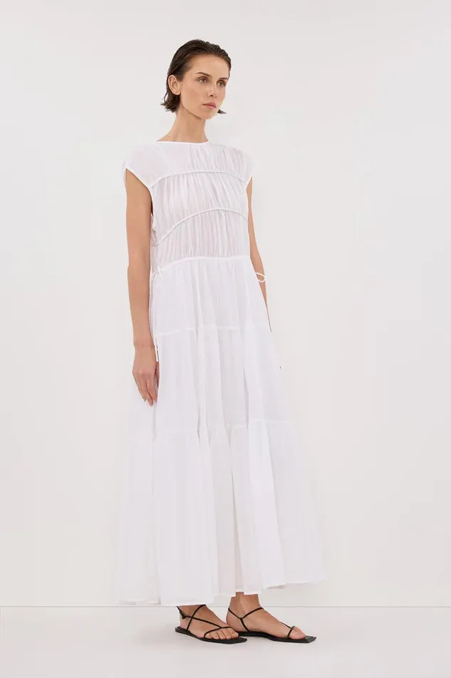 DISSH Midi Dresses FLYNN WHITE LINEN BLEND MIDI DRESS 8211 Women