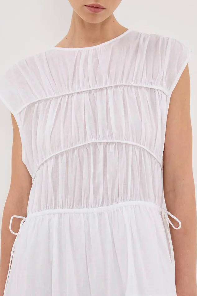 DISSH Midi Dresses FLYNN WHITE LINEN BLEND MIDI DRESS 8211 Women