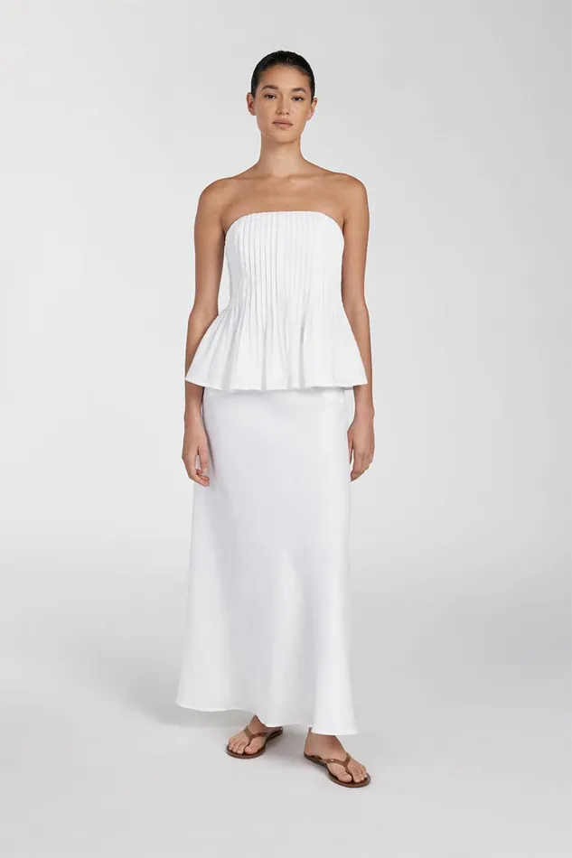 DISSH Midi TYRA WHITE LINEN MIDI SKIRT 8211 Women