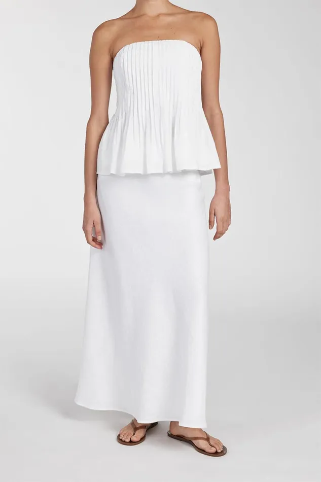 DISSH Midi TYRA WHITE LINEN MIDI SKIRT 8211 Women