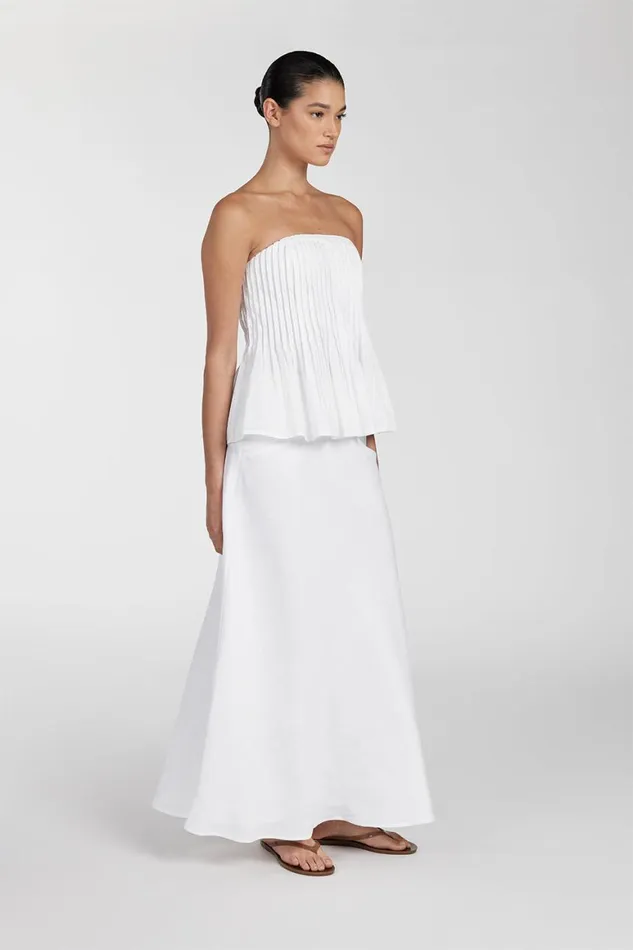 DISSH Midi TYRA WHITE LINEN MIDI SKIRT 8211 Women