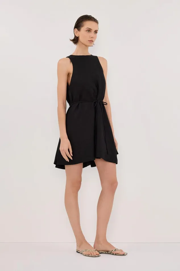 DISSH Mini Dresses ISABELLE BLACK MINI LINEN DRESS 8211 Women